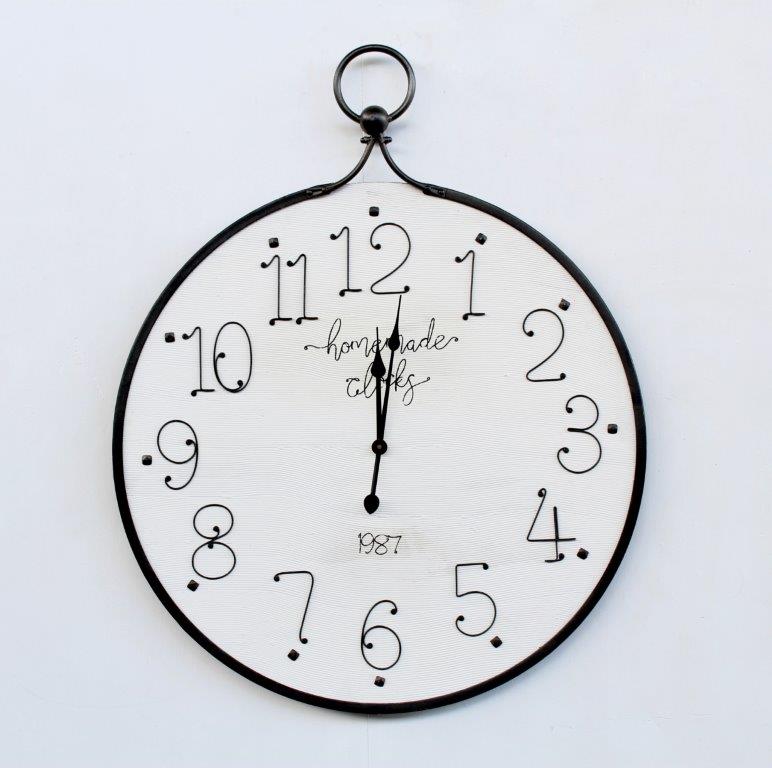 Large Black & White Iron Clock